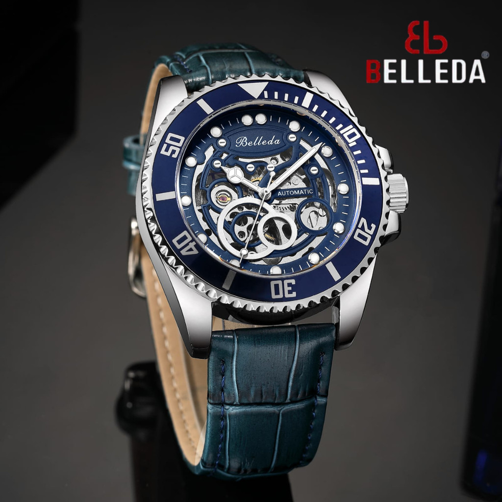 Jam Tangan Pria Belleda 9479 Automatic Luxury Garansi Original Strap Kulit Anti Air 30 Meter