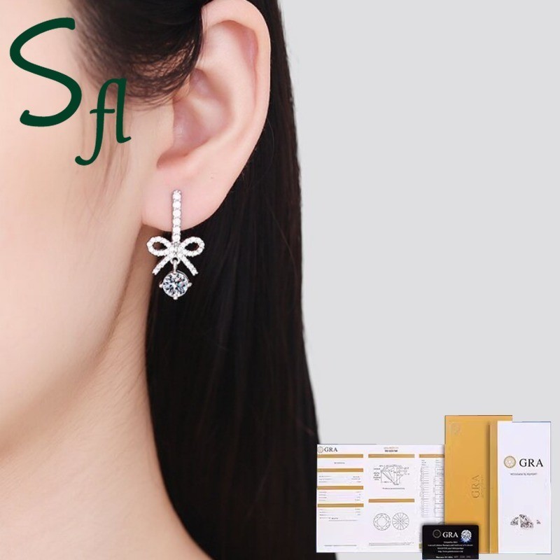 SFL Anting Panjang Busur Berlian Anting Perak Wanita