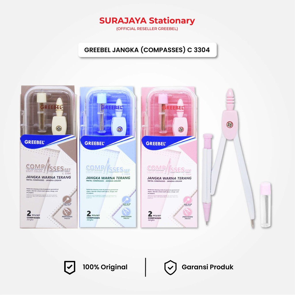 

Jangka Set C 3304 GREEBEL / Jangka Besi Warna Plus isi Pensil / Math Set