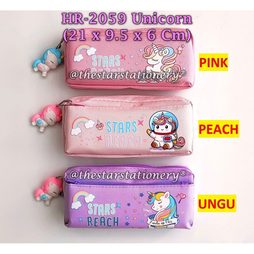 

(1 Biji) Kotak Pensil Resleting HR-2059 Unicorn / Tempat Pensil Resleting 21*9.5*6 Cm