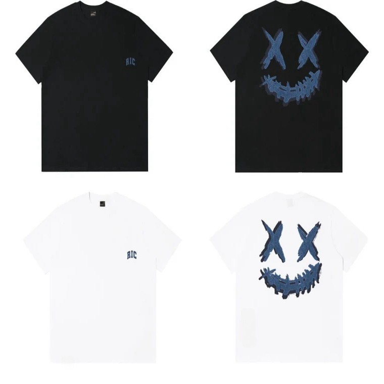 【ORI】 Kaos RICKYISCLOWN tshirt DOUBLE-LAYER DENIM JOKER SMILEY TEE