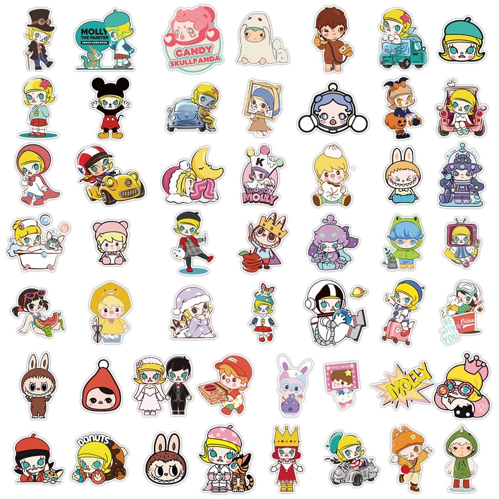 

50 Pcs Sticker Popmart Vinyl Waterproof untuk Tempelan Laptop Tumbler HP Koper DIY [2]