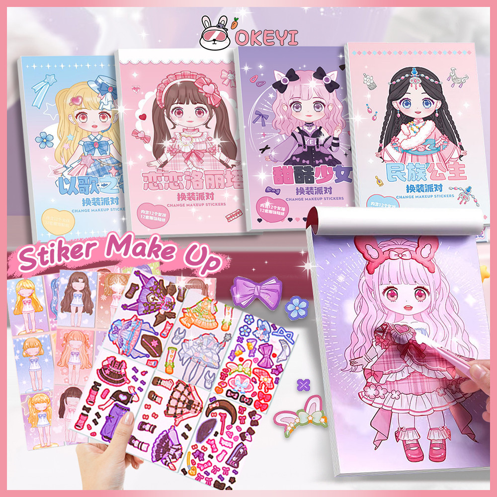 

OKEYI Diy Buku Stiker Change Makeup Princess Style Ketrampilan Dekorasi