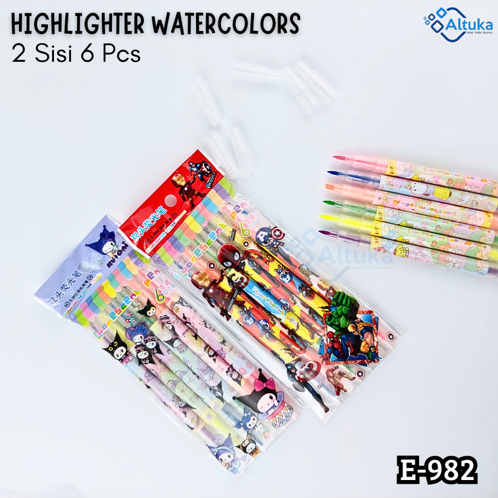 

(6 Pcs) Highlighter Watercolors / Highlighter Brush Pen / Highlighter Set 2 Sisi E-892 Funcy