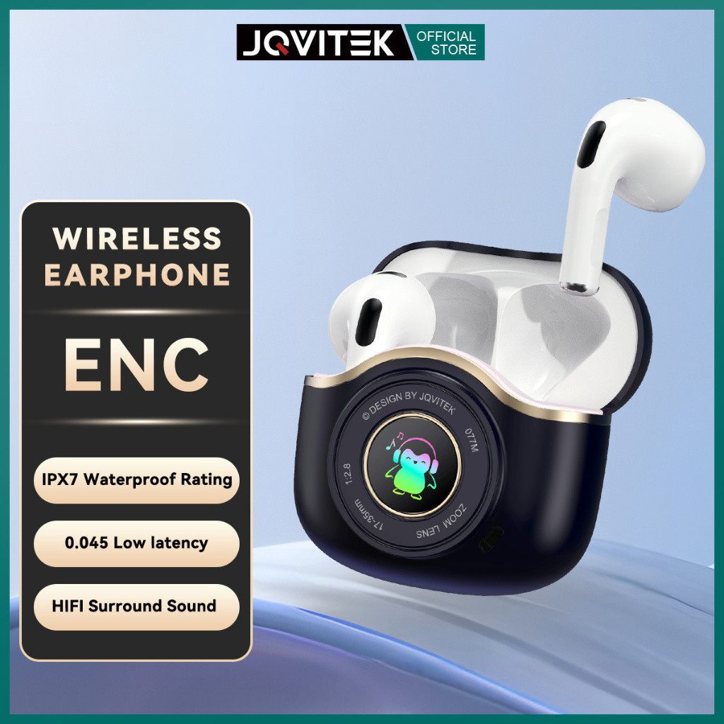 [HOT DEAL] Jqvitek tws lucu Wireless Earphone Bluetooth Bass Original IPX7 Water Resist Sentuhan Kon