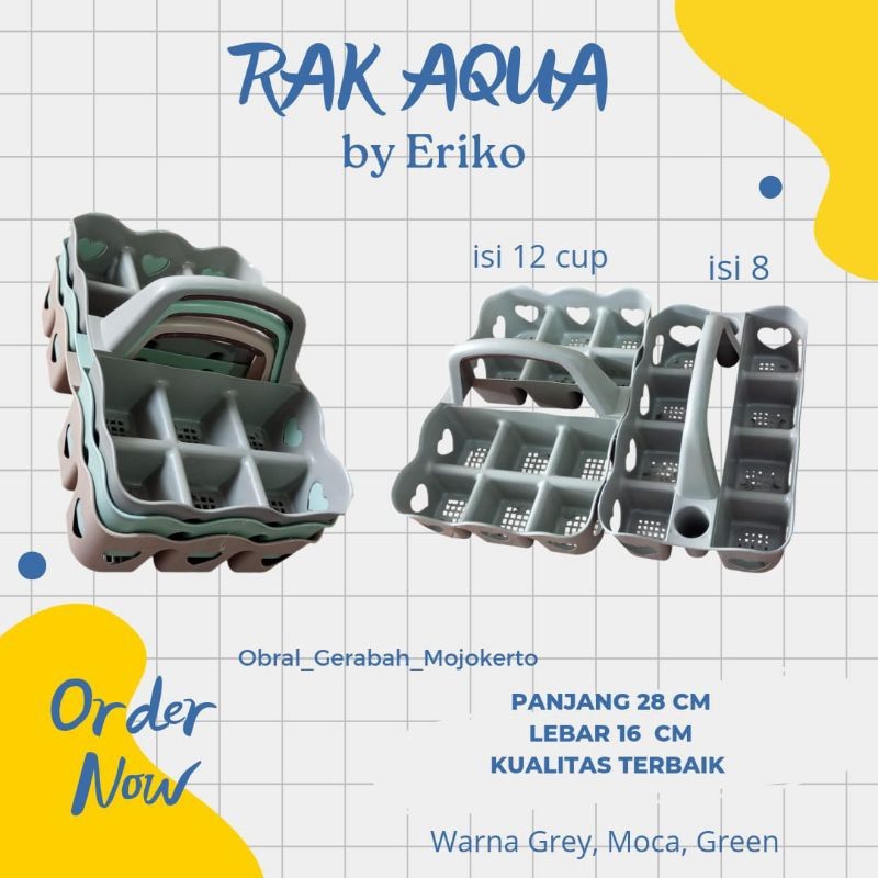 RAK AQUA ISI 8 MURAH / TEMPAT AQUA GELAS