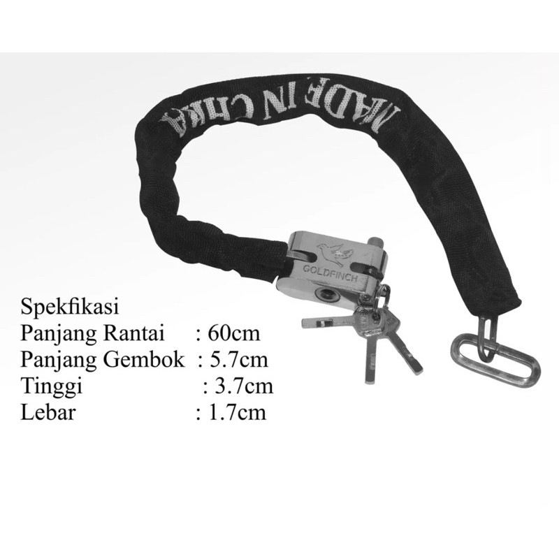 Gembok rantai gembok motor 60cm Camel