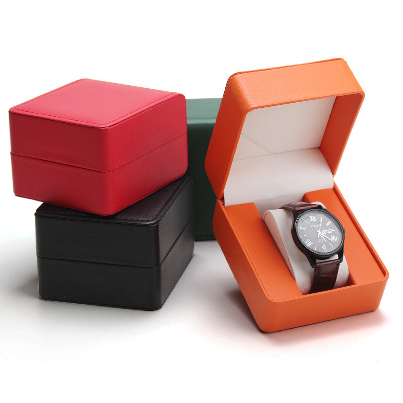 

Luxury Watch Box PU Wristwatch Storage Case High End Gift Packaging Case Jewelry Organizer Holder With Watch Pillow