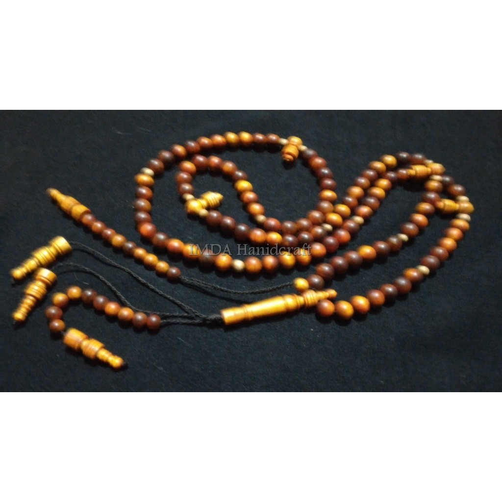 IMDAHANDICRAFT Tasbih TIJANI kayu GAHARU AGHATIS  Grad A ukuran 10 mm By Imda Handicraft