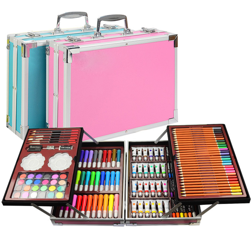 

Art Painting Set 145/150/168/208 PCS Water Color Pen Crayon Oil Pastel Colored Pencil Drawing Stationery Gift Kit For Children