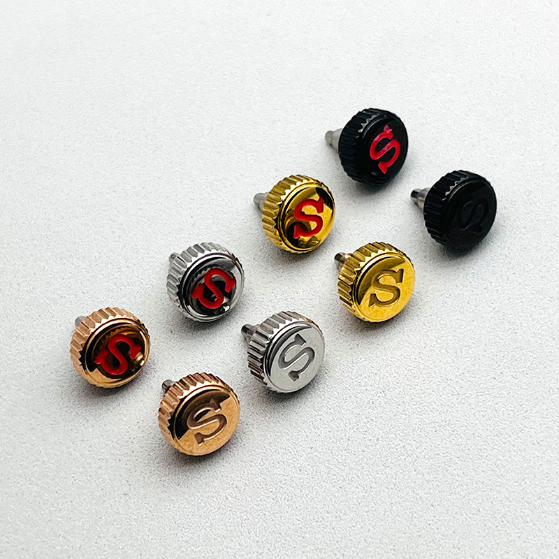 Mod 7mm Stripe Watch Crown SKX007 SRPD Crown Engraved Signed 'S' Fits Seiko SXK007 NH35 NH36 Movemen