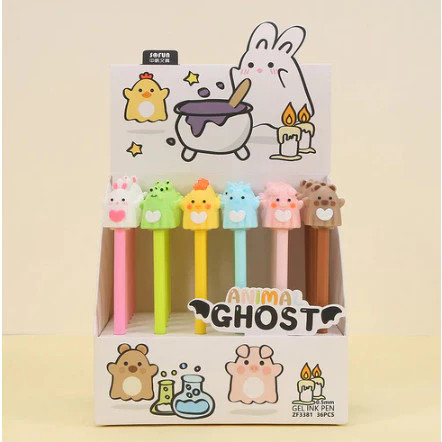 

SOFUN BALLPOINT GEL ZF3381 / Bolpen Pulpen Pena Gel Fancy Karakter Motif Animal Ghost