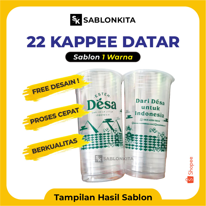 NO COD [[ SABLON CUP CUSTOM ]] DATAR 22 OZ KAPPEE 8 gr Plastik Gelas Bening Transparan Minuman