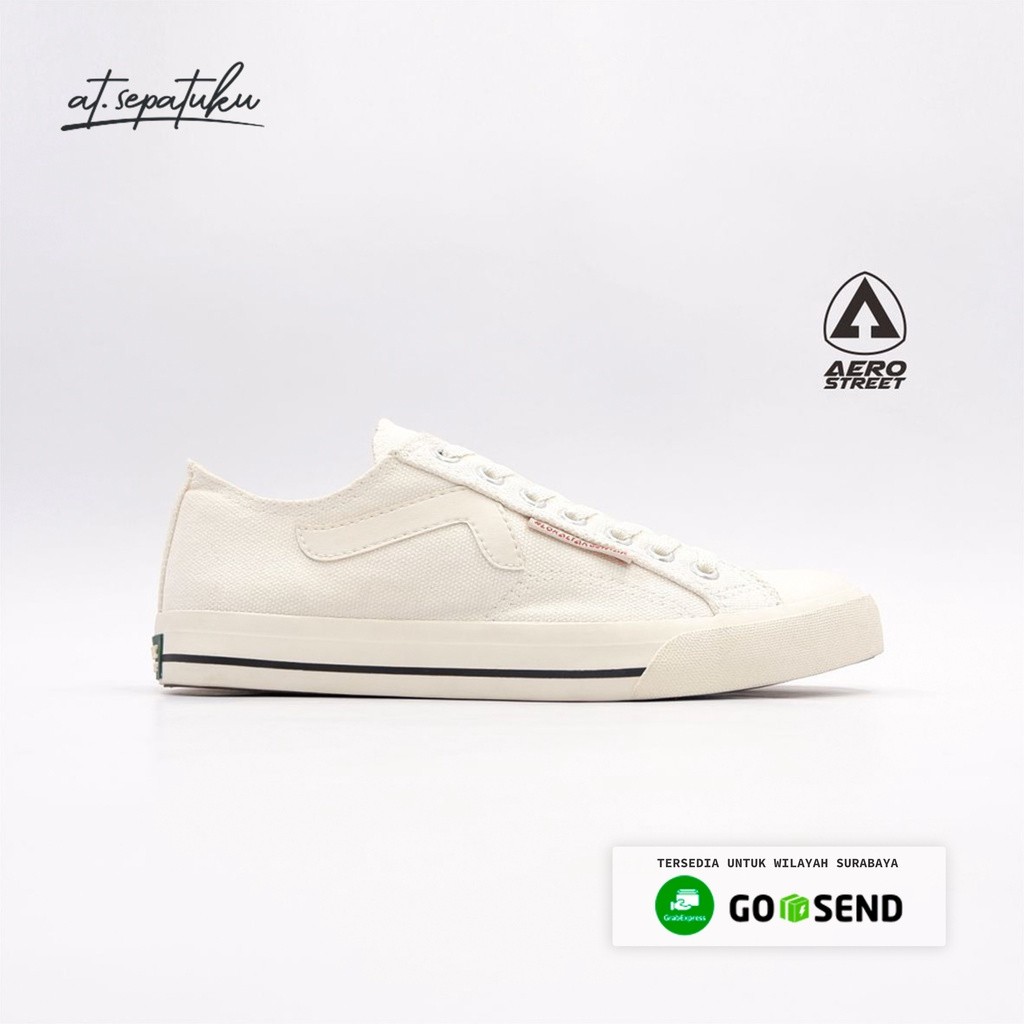 Aerostreet Sepatu Sneakers Casual Sekolah Olahraga Kanvas Pria Wanita Jhosse Low Putih 37-44