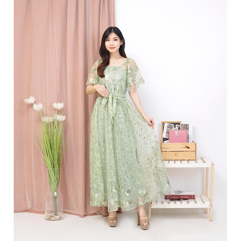 NEW -K283 Long Dress wanita korean style / kondangan tile gaun Pesta mewah elegan Premium Non Glitte