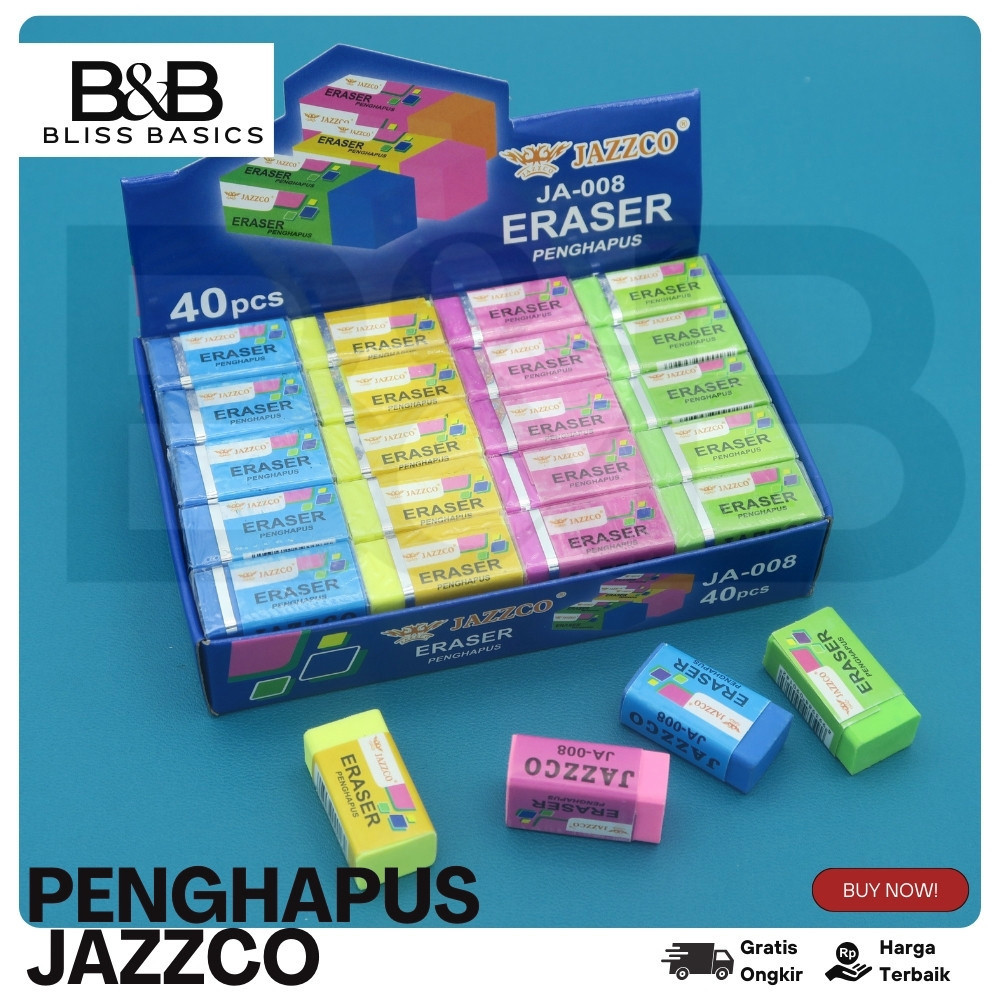 

1 box Eraser Penghapus Jazzco Kecil warna(40 Pcs)