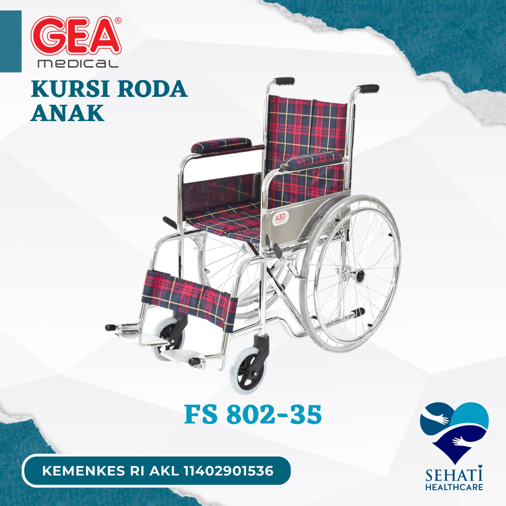 GEA Kursi Roda Anak FS 802-35 Wheel Chair Child Wheelchair Ringan Medis Kesehatan