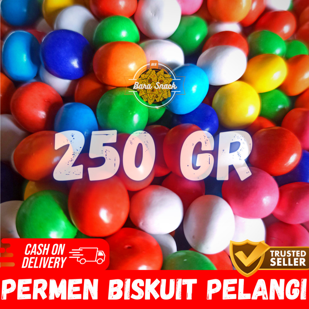 

[ 250gr ] Permen Biskuit Bola Bola Pelangi Cap Duo / Camilan Snack Kiloan Murah