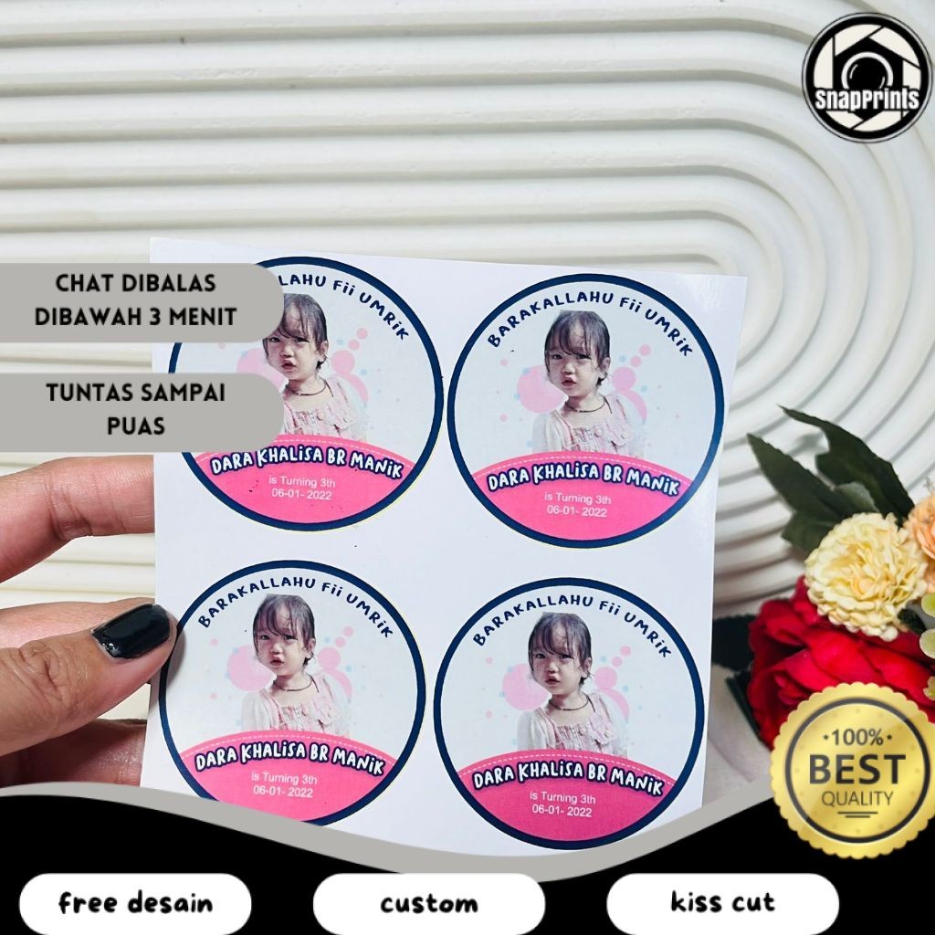 

SP 5-8 Print Stiker Vinyl Ulang Tahun Anak Sticker Label Undangan Happy Birthday Uk.Sedang