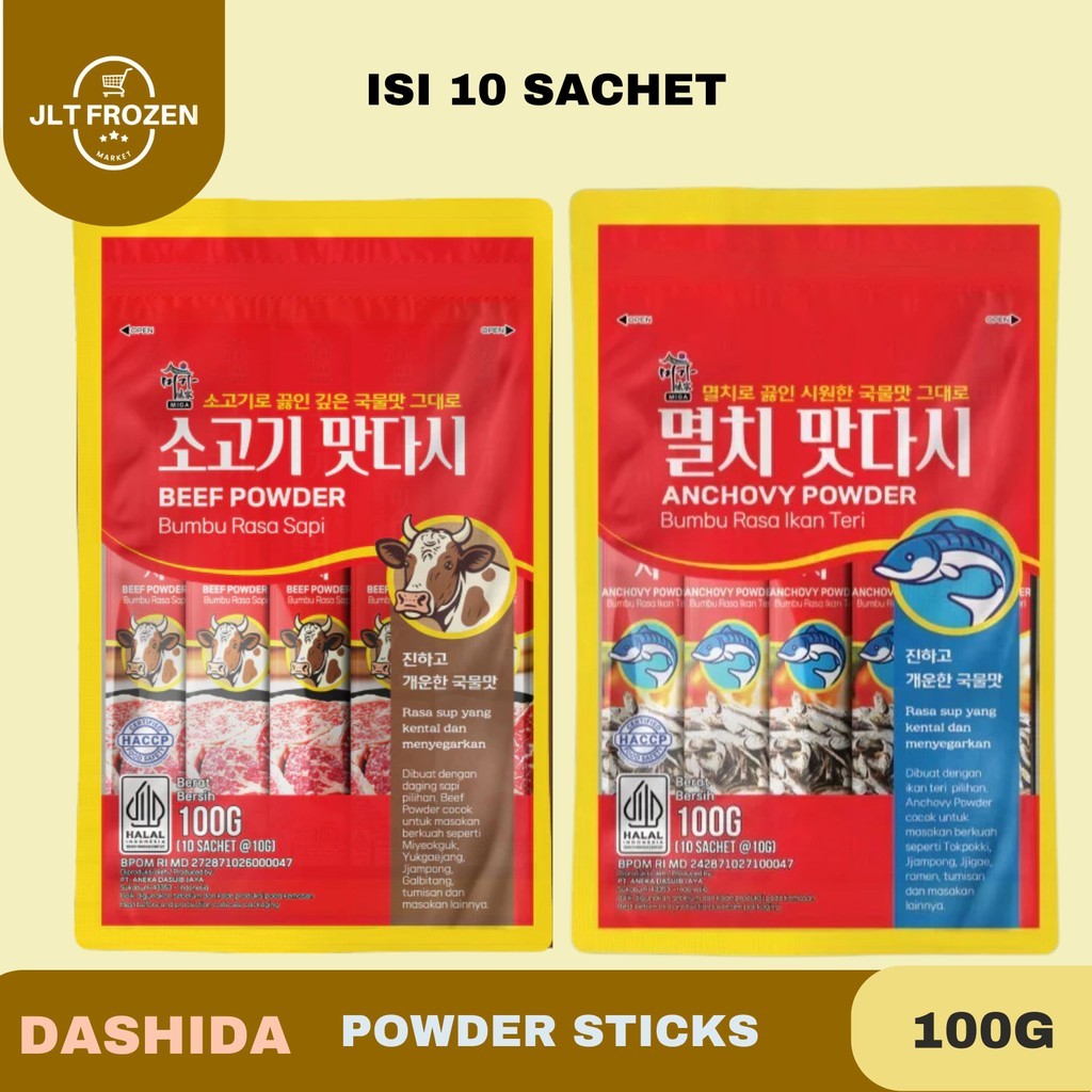 

Dashida Anchovy Powder Bumbu Rasa Ikan Teri - Dashida Beef Soup Stick 100gr isi 10stick