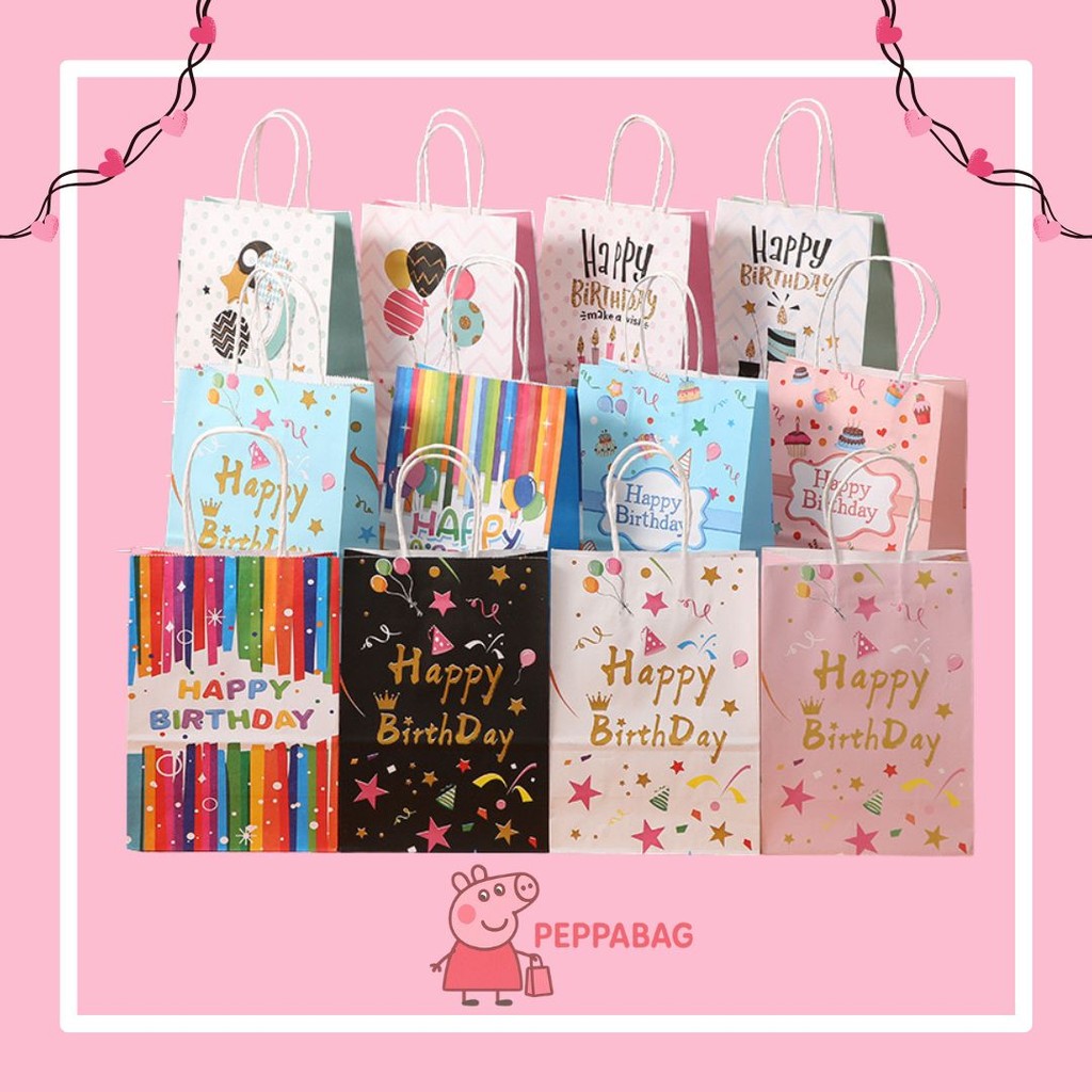 

Paper Bag Gift Cute / Paperbag HadiahTulisan Happy Birthday HBD (15 x 8 x 21Cm) - ES0408