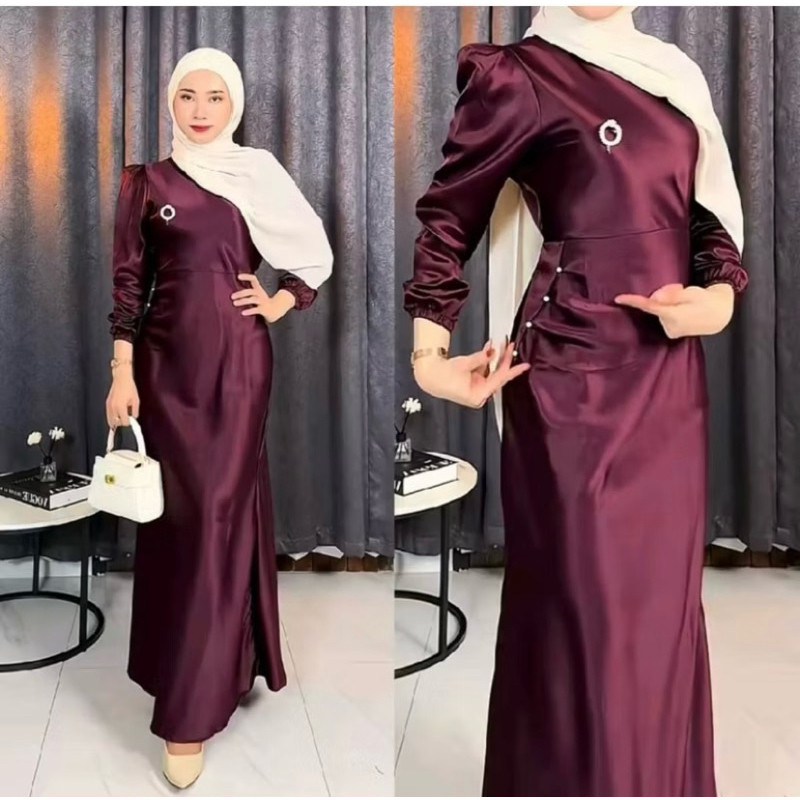 ELORA DRESS SATIN SILK PREMIUM / DRESS SATIN / DRESS LEBARAN / DRESS KONDANGAN