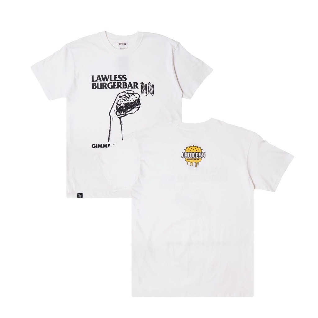 【HOT】【COD】Lawless Burgerbar - Gimme Gimme Tshirt - White Tidur pendek Fashion Hardworking T shirt TO