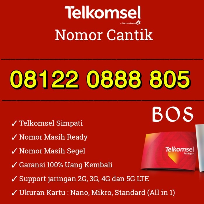 Kartu Perdana Nomor Cantik Telkomsel Simpati 08122 0888 805