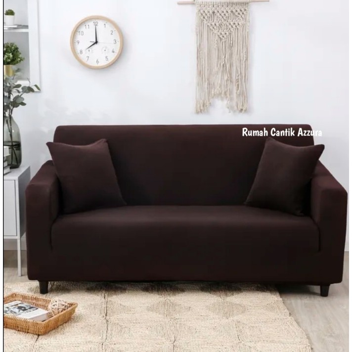 COVER SOFA L PUTUS SARUNG KURSI SOFA LETTER L STRECTH ELASTIS - Cokelat Tua, 4Seater+2DTTSP