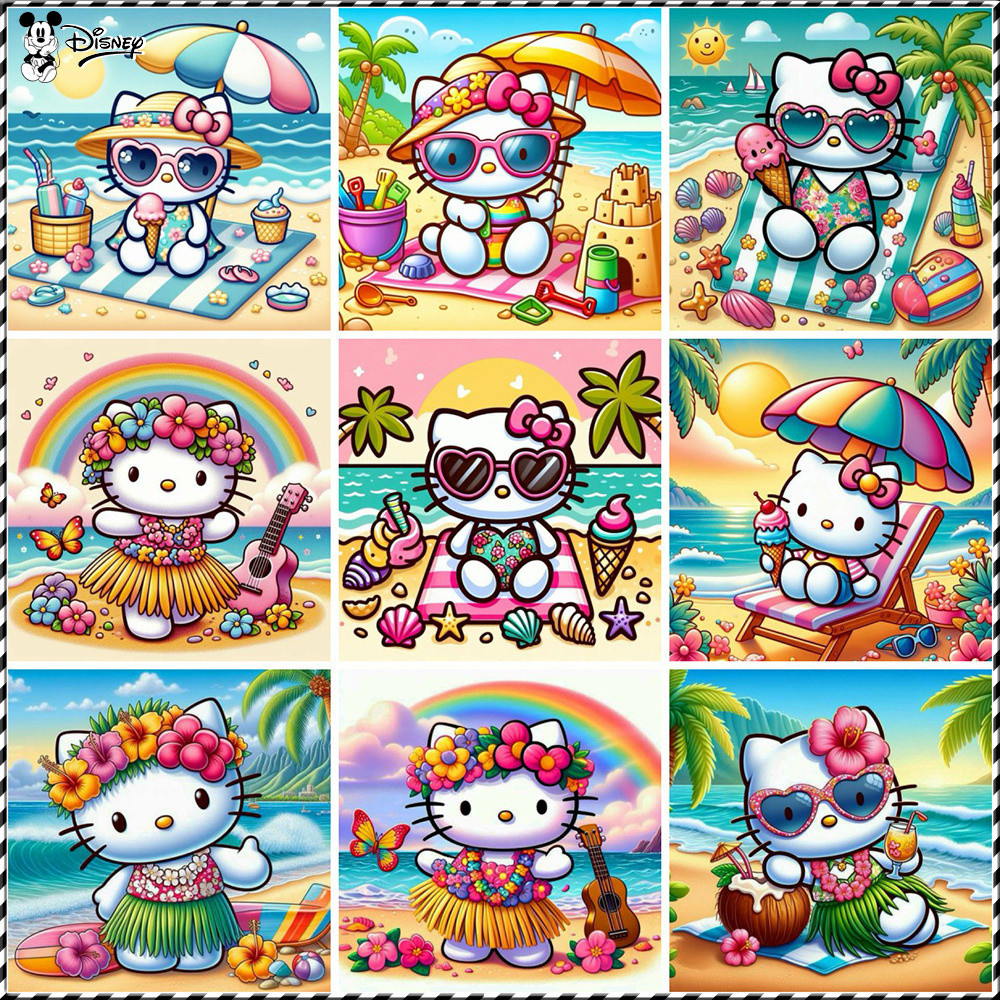 

Disney Painting By Numbers Hello Kitty Drawing By Numbers On Canvas Beach Landscape Unique Handcraft Gift Hobby