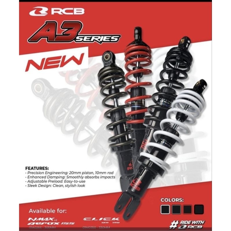 Shockbreaker Shock Rcb Non tabung A3 305 330  340 mm mio smile sporty j m3 fino soul gt Beat fi esp 