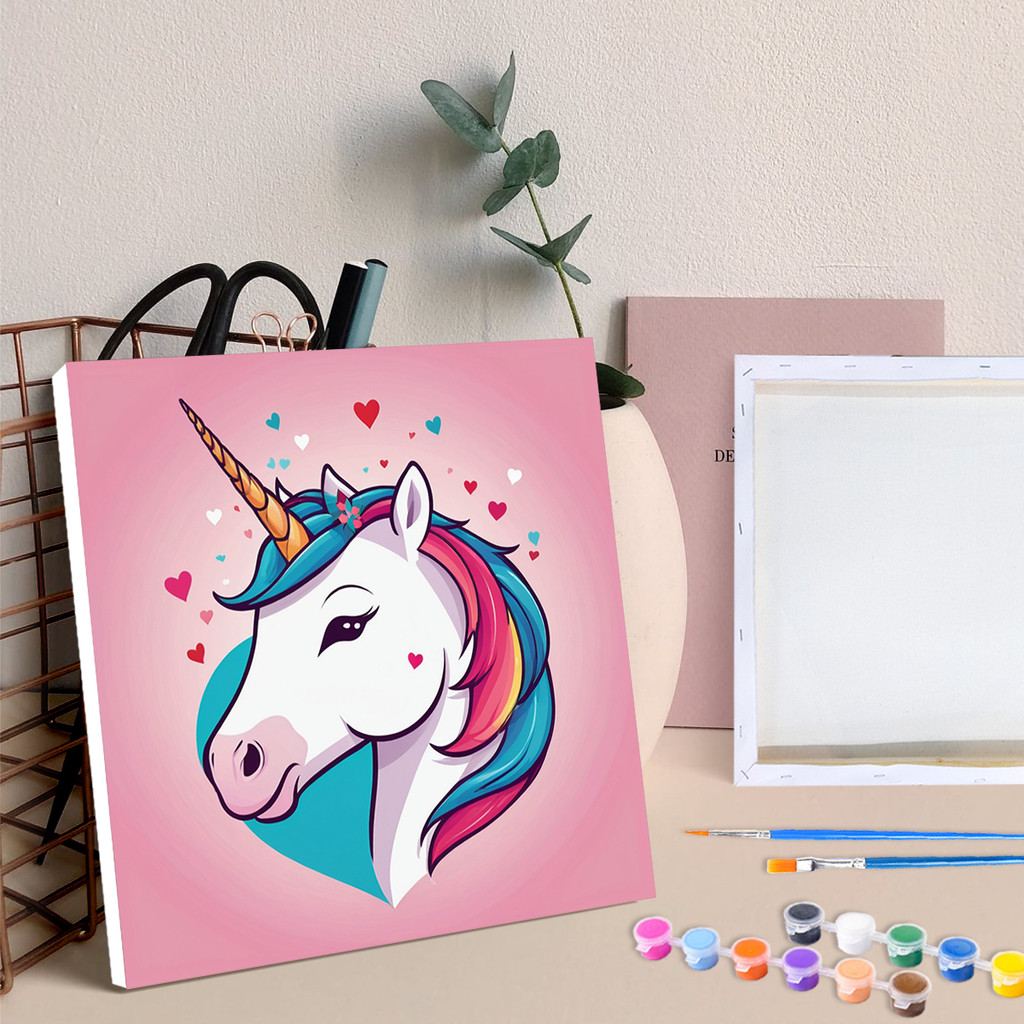 

RUOPOTY Framed Diy Paint By Numbers Beginner Kits Cartoon Animals Unicorn Handicrafts Easy To Paint On Canvas For Diy Gift