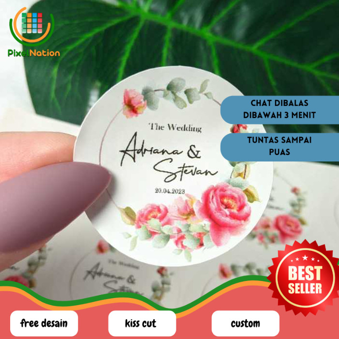 

PiNat 2-4 Stiker Wedding Souvenir Sticker Custom Ucapan Nikah Label Murah