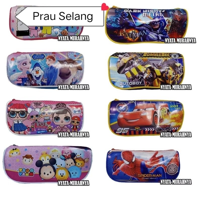 

(Grosir) 12pcs Tempat Pensil Prau Selang Karakter Jumbo / Tepak Souvenir Kotak Pensil