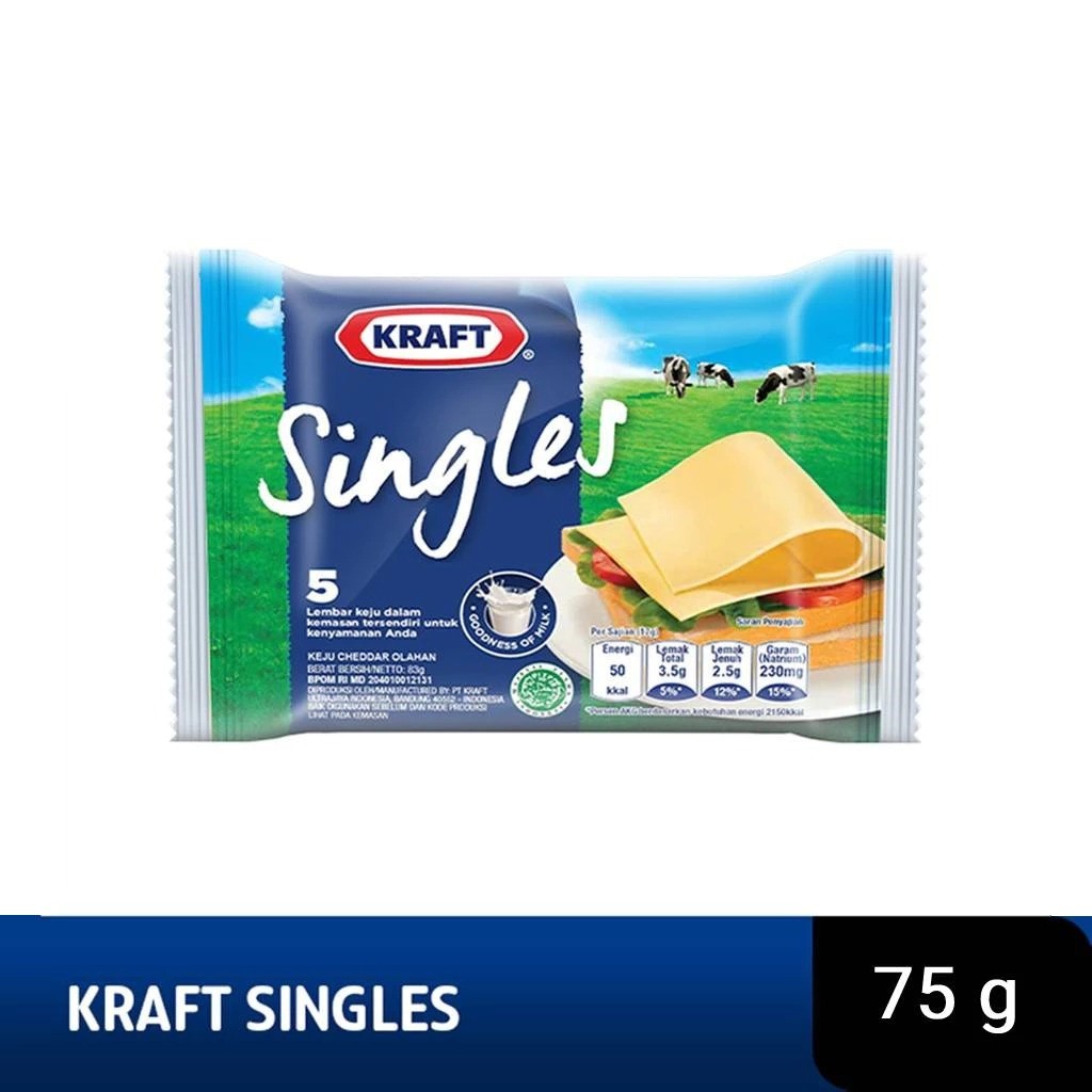 

Kraft Keju High Calcium Singles 5 Slice 75g | Slice keju | Keju Lembaran