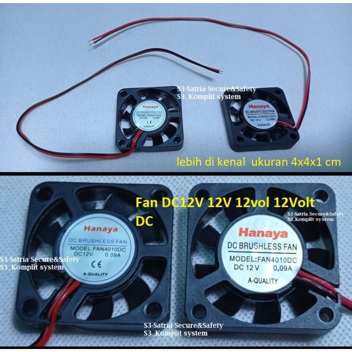 Hanaya Fan 4cm dc12v kipas 12v kecil 4 cm dc 12vdc 4x4 4x4x1 12 v vol