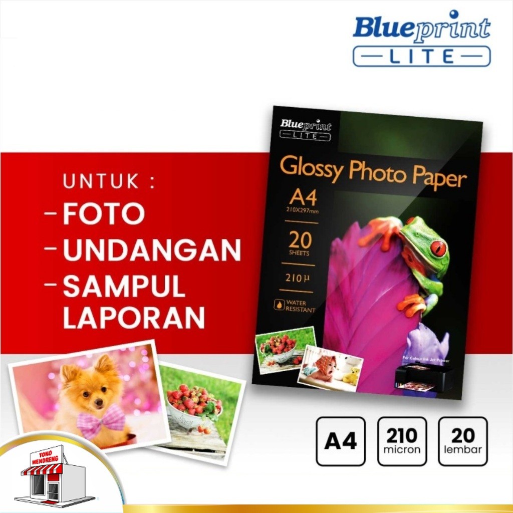 

Blueprint Lite Katak Kertas Foto A4 20 lembar Glossy Photo Paper 210 Micron