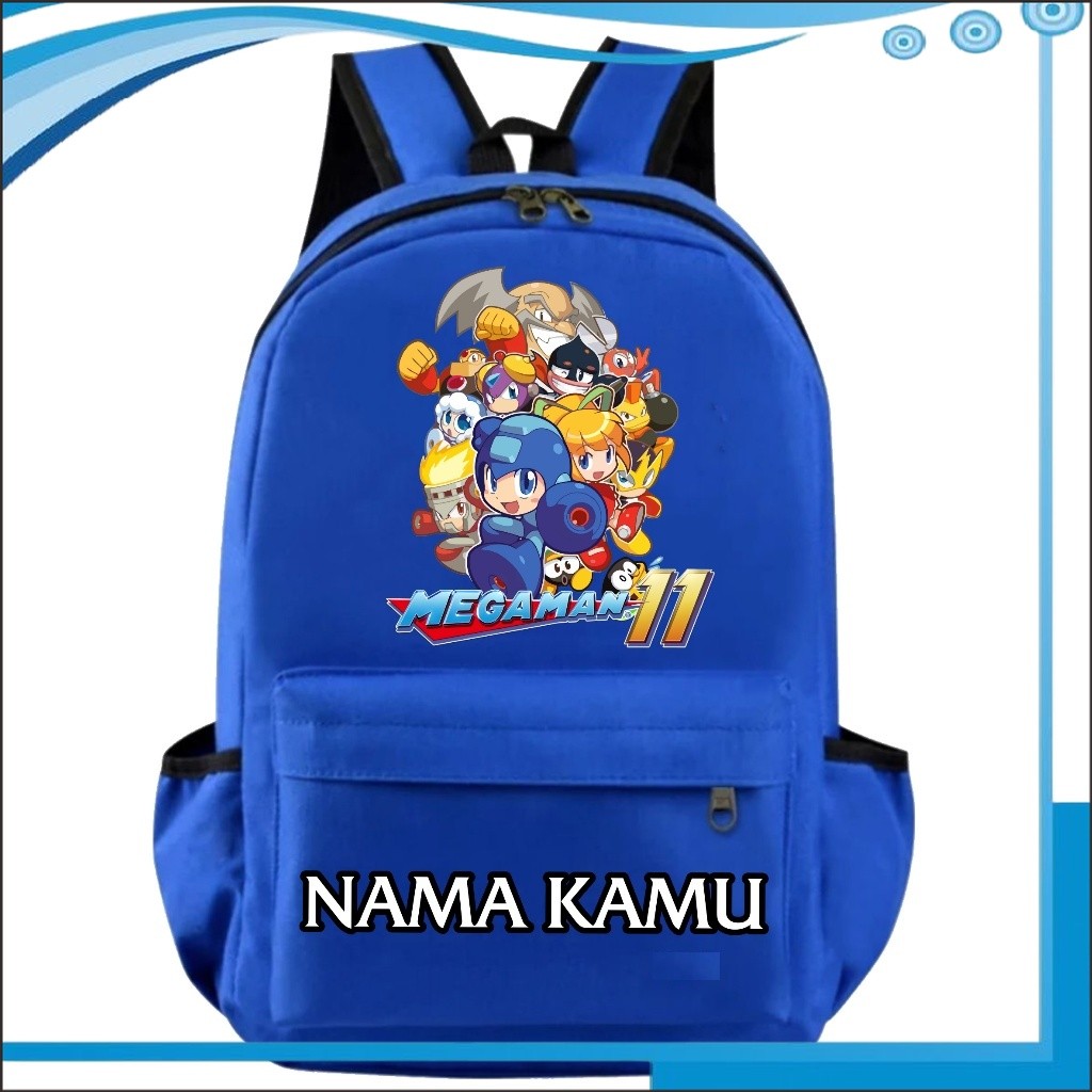 PS Tas Ransel Sekolah Anak SD Laki-laki Perempuan Gambar Karakter Animasi Megaman Free Nama Fashion 