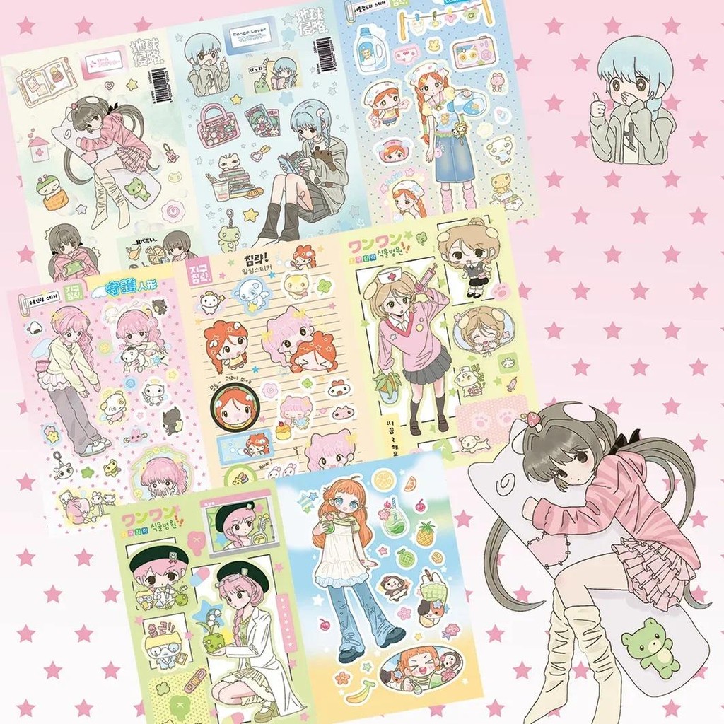 

Sweet Cool Girl Stickers Cute Girl Character Guka Hand Account Diy Decoration