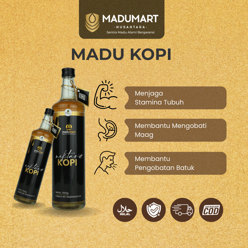 

MADUMART Madu Murni Asli Nektar Kopi 100% Tanpa Campuran Alami Pure Raw Honey Bantu Memperlancar ASI