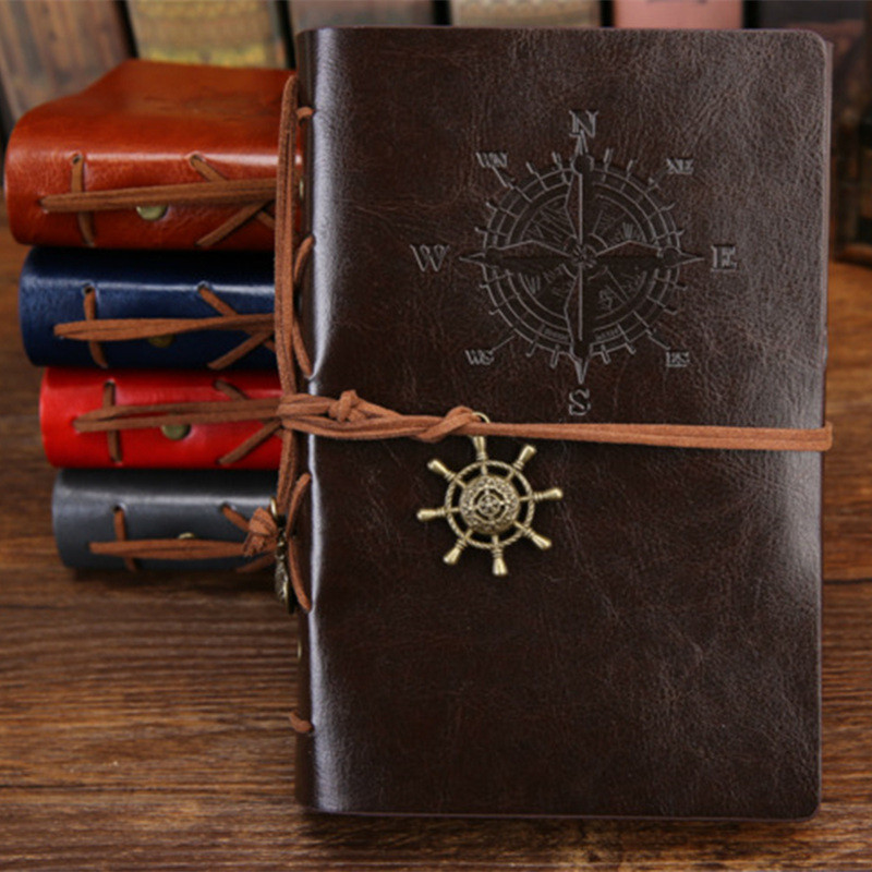 

Writing Journal Spiral Notebook Diary Notepad Vintage Nautical Pirate Anchors PU Leather Retro Pendants Note Book Sketchbook