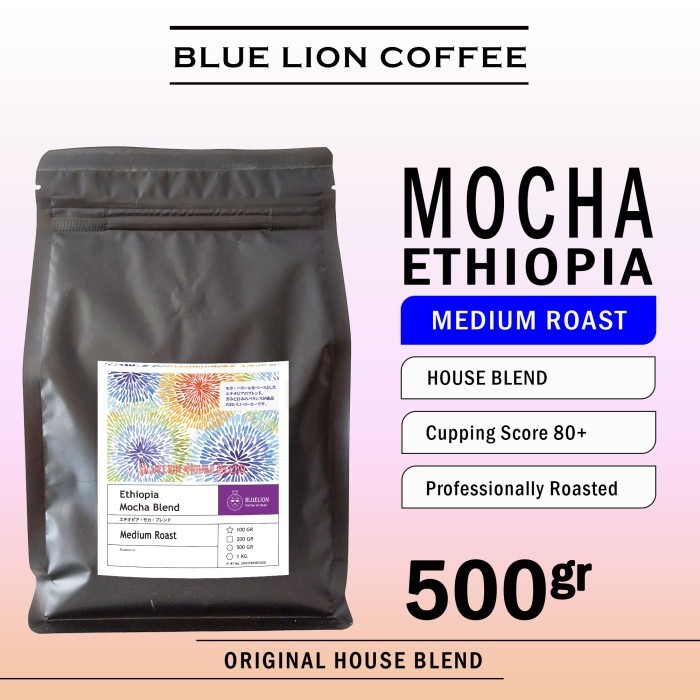 

Blue Lion Coffee Ethiopia Mocha Blend 500 gram Kopi - BIJI