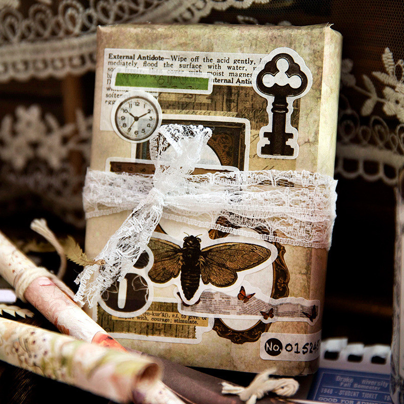 

Mr.Paper 4Style 50Pcs/Book Retro Time Machine Series Sticker Bookfor DIY Phone Case Photo Frame Album Notebook Hanger Decoration