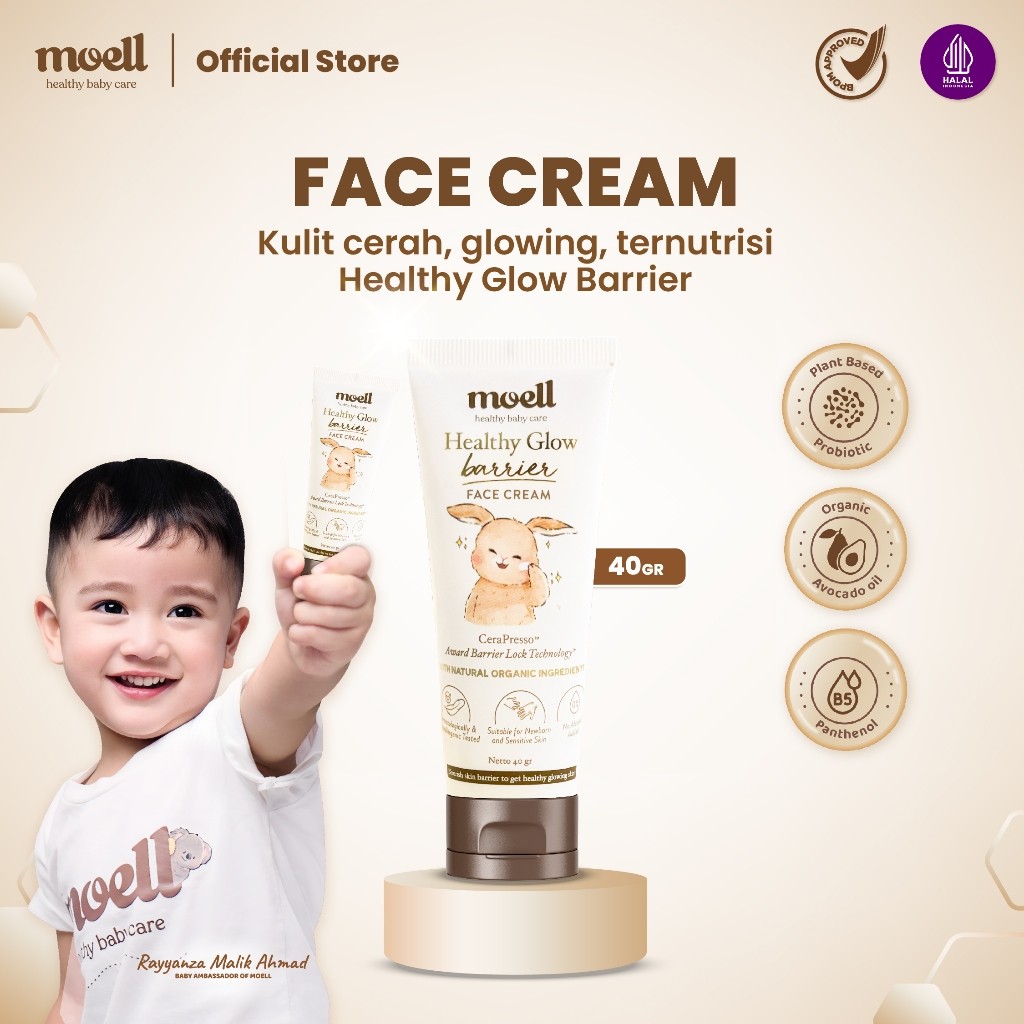 [ MW - MOELL ] Moell Face Cream 40gr Healthy Glow Barrier With Plant Based Probiotics, Panthenol Sui