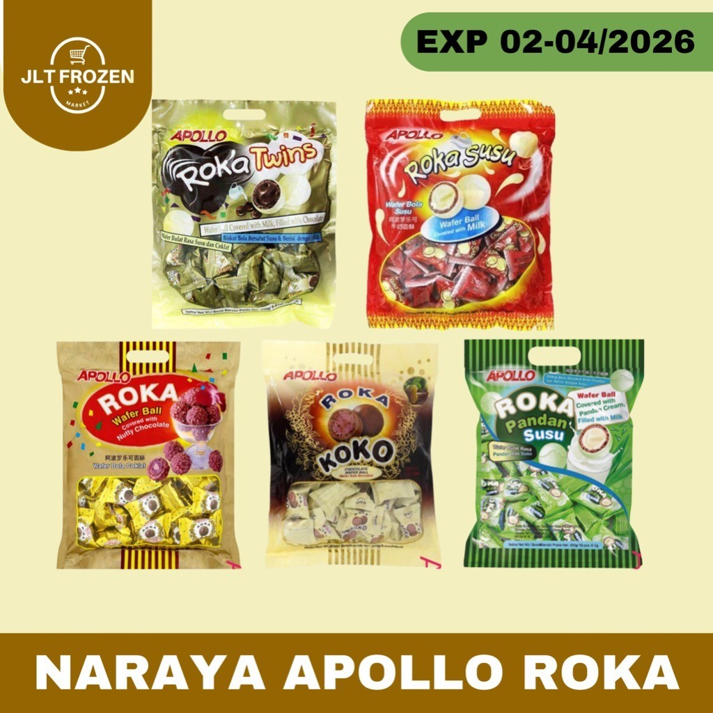 

Apollo Roka Wafer Ball / Snack Ringan Rasa Twins / koko / Susu / Pandan / Coklat 250g - Naraya