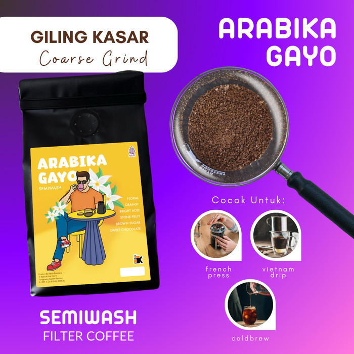 

GK Kopi Arabika Aceh Gayo Premium 1kg (biji/bubuk) - Giling Kasar', 200g