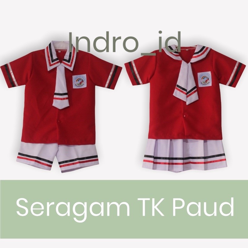 SERAGAM TK PAUD GAYA KOREA MERAH PUTIH