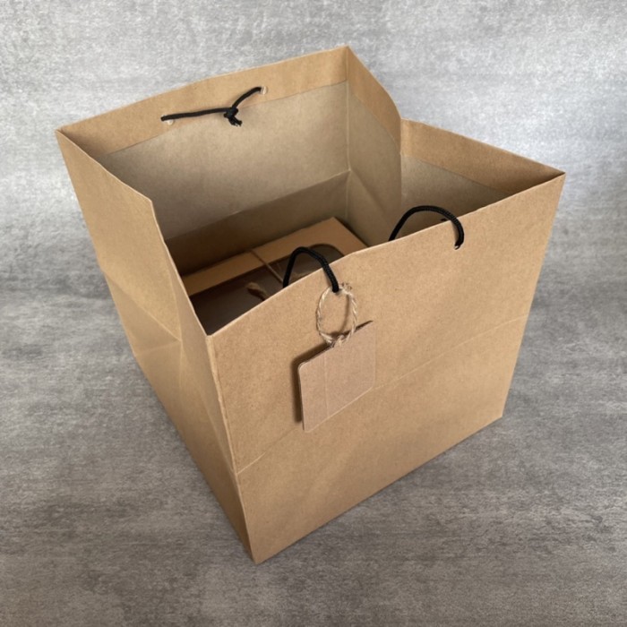 

(SIZE MM) PAPER BAG | 24x24x24 cm + PAPER TAG | KANTONG KERTAS - Cokelat KARDUS MURAH | KARDUS BOX |KARDUS DIECUT
