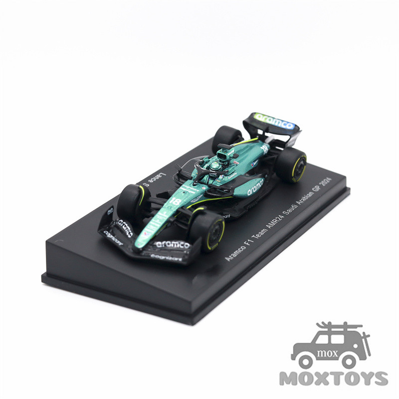 Spark 1:64 AM Aramco F1 Team AMR24 No.14 Fernando / No.18 Lance 2024 Diecast Model Car