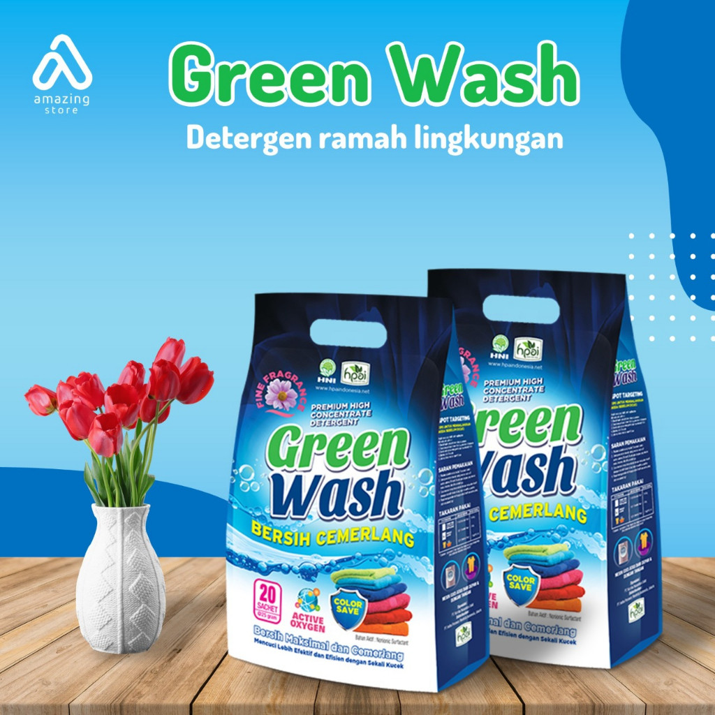

GARANSI Green Wash Terlaris HNI HPAI Detergen Ramah Lingkungan Lembut ditangan